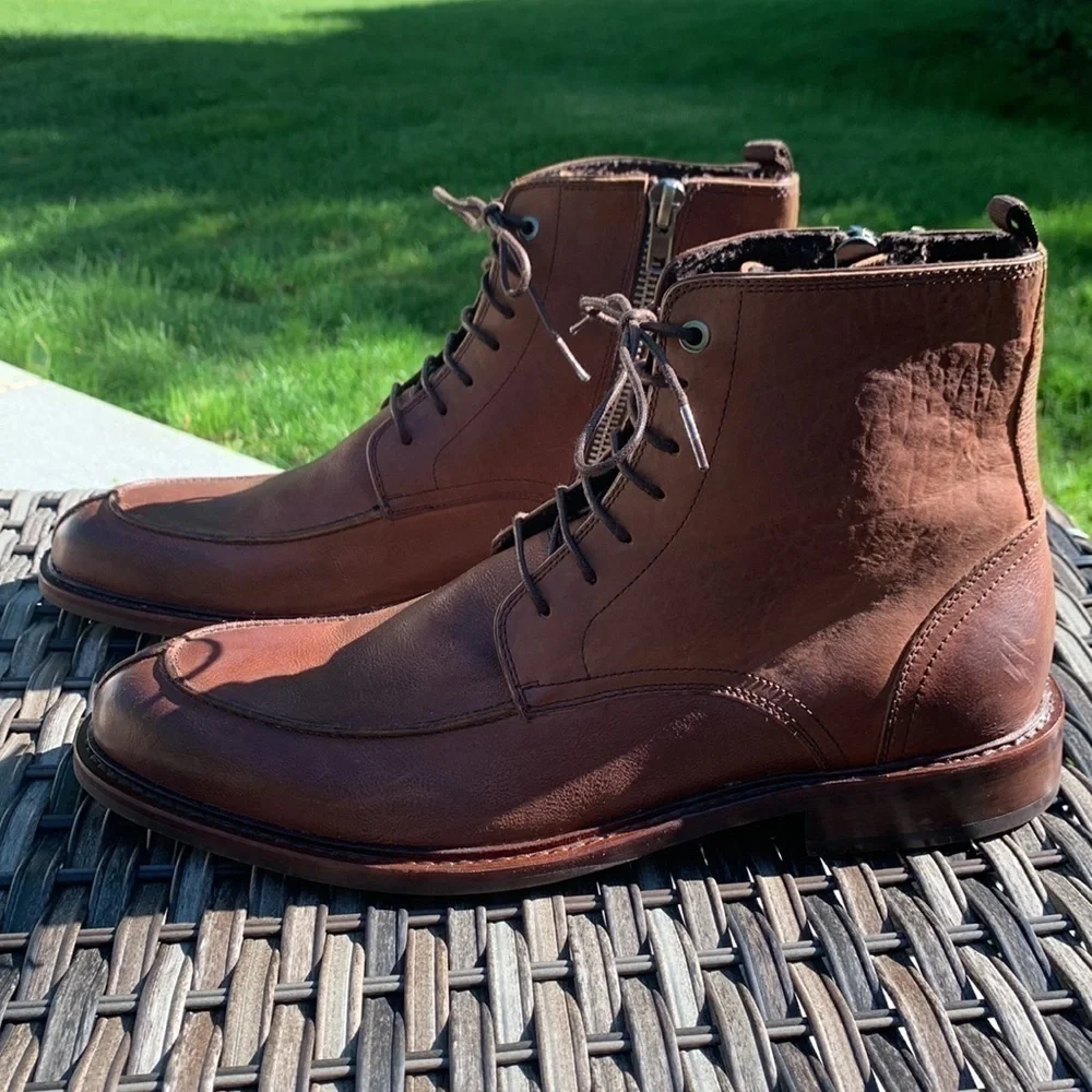 𝅺kenneth Cole for Saks Fifth Avenue RED First Class Leather Ankle Boots - Brown